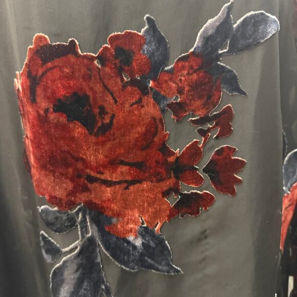 She + Sky Boutique Womens S Red Black Party Dress Velvet Goth Romantic Midi rose - Picture 5 of 5